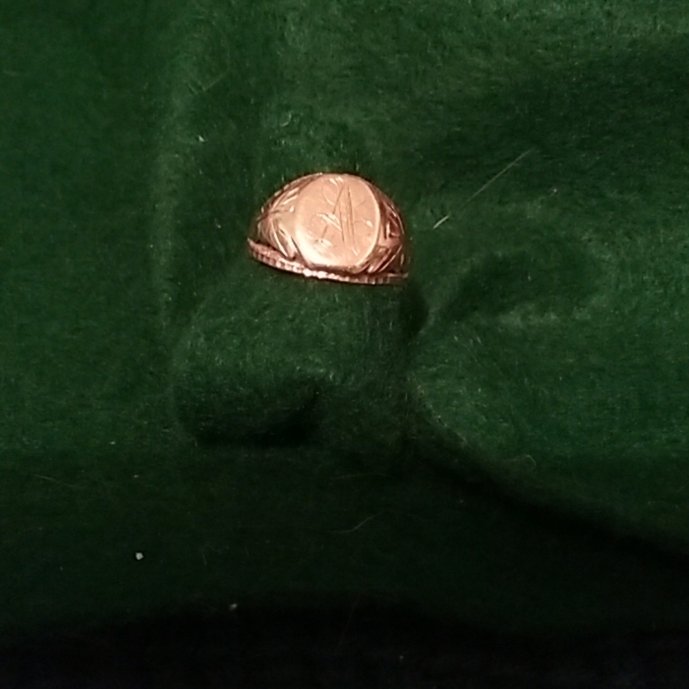 Vintage Black Hills Gold Initial ( A )Ring. Unisex